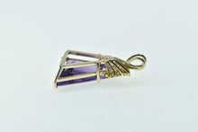 Load image into Gallery viewer, 14K Trillion Amethyst Diamond Accent Statement Pendant Yellow Gold