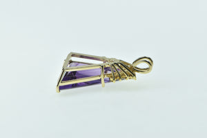 14K Trillion Amethyst Diamond Accent Statement Pendant Yellow Gold