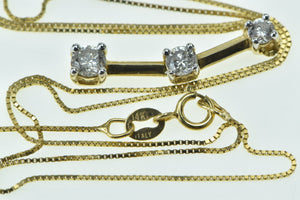 14K 0.50 Ctw Diamond Tiered Bar 0.5mm Box Chain Necklace 18" Yellow Gold