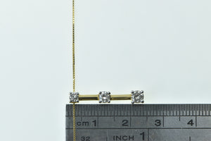 14K 0.50 Ctw Diamond Tiered Bar 0.5mm Box Chain Necklace 18" Yellow Gold