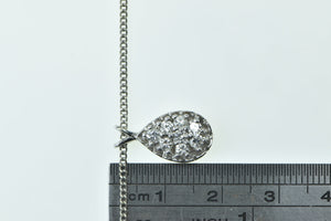 14K 0.56 Ctw Tear Drop Diamond Cluster Pendant Necklace 21.75" White Gold