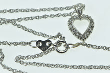 Load image into Gallery viewer, 14K Diamond Heart Love Symbol Classic Chain Necklace 17.75&quot; White Gold