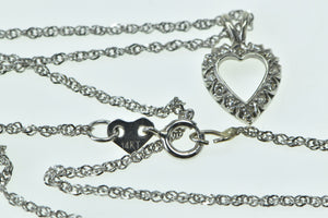 14K Diamond Heart Love Symbol Classic Chain Necklace 17.75" White Gold