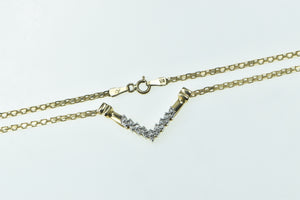 14K Diamond Chevron Vintage Squared Chain Necklace 17" Yellow Gold