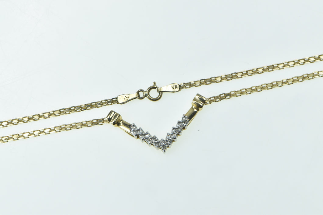 14K Diamond Chevron Vintage Squared Chain Necklace 17