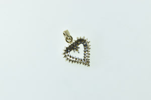 14K Vintage Diamond Cluster Heart Love Symbol Pendant Yellow Gold