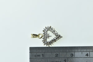 14K Vintage Diamond Cluster Heart Love Symbol Pendant Yellow Gold