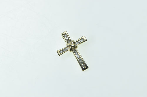 10K Vintage Diamond Cross Christian Faith Pendant Yellow Gold