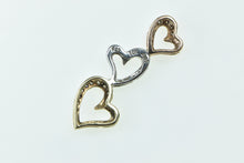 Load image into Gallery viewer, 10K Tri Color Sterling Silver Diamond Heart Love Pendant Yellow Gold