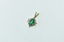 Load image into Gallery viewer, 10K Oval Syn. Emerald Diamond Halo Statement Pendant Yellow Gold