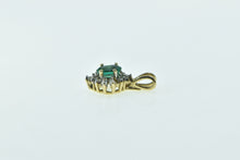 Load image into Gallery viewer, 10K Oval Syn. Emerald Diamond Halo Statement Pendant Yellow Gold