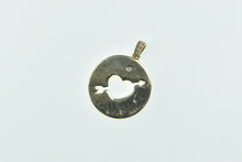 Load image into Gallery viewer, 10K Diamond Heart Arrow Cut Out Circle Vintage Pendant Yellow Gold