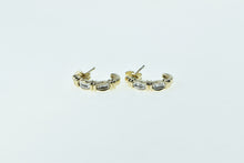 Load image into Gallery viewer, 10K Baguette Diamond Curved Bar Fashion Earrings Yellow Gold