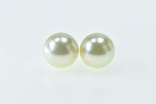 14K 12.2mm Vintage Pearl Classic Vintage Stud Earrings Yellow Gold