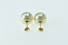 Load image into Gallery viewer, 14K 12.2mm Vintage Pearl Classic Vintage Stud Earrings Yellow Gold