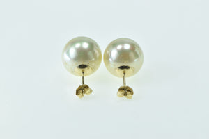 14K 12.2mm Vintage Pearl Classic Vintage Stud Earrings Yellow Gold