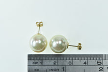 Load image into Gallery viewer, 14K 12.2mm Vintage Pearl Classic Vintage Stud Earrings Yellow Gold