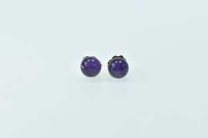 14K Round Amethyst Sphere Ball Stud Earrings Yellow Gold