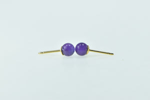 14K Round Amethyst Sphere Ball Stud Earrings Yellow Gold