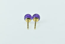 Load image into Gallery viewer, 14K Round Amethyst Sphere Ball Stud Earrings Yellow Gold