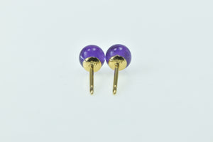 14K Round Amethyst Sphere Ball Stud Earrings Yellow Gold