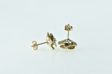 Load image into Gallery viewer, 14K Diamond 3D Rose Flower Romantic Stud Earrings Yellow Gold