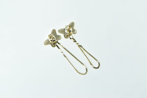 14K Butterfly Serpentine Chain Loop Dangle Fashion Earrings Yellow Gold