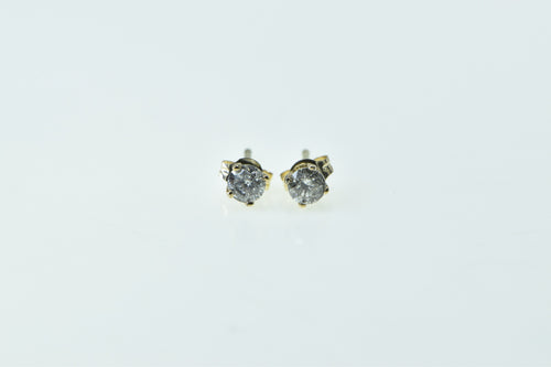 14K Classic Diamond Solitaire Vintage Stud Earrings Yellow Gold