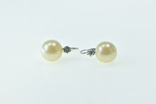 Load image into Gallery viewer, 14K 1950&#39;s 11.5mm Pearl Diamond Lever Back Earrings White Gold