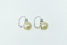 Load image into Gallery viewer, 14K 1950&#39;s 11.5mm Pearl Diamond Lever Back Earrings White Gold