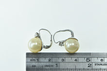 Load image into Gallery viewer, 14K 1950&#39;s 11.5mm Pearl Diamond Lever Back Earrings White Gold