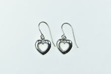 Load image into Gallery viewer, 14K Heart Puffy Love Symbol Vintage Dangle Earrings White Gold