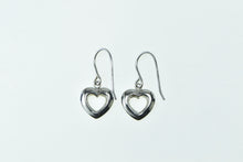 Load image into Gallery viewer, 14K Heart Puffy Love Symbol Vintage Dangle Earrings White Gold