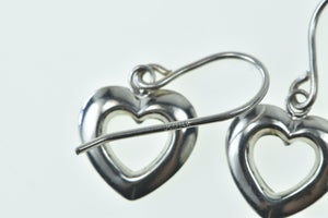 14K Heart Puffy Love Symbol Vintage Dangle Earrings White Gold