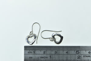 14K Heart Puffy Love Symbol Vintage Dangle Earrings White Gold