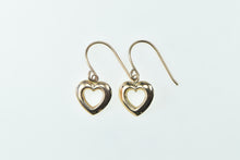 Load image into Gallery viewer, 14K Heart Puffy Love Symbol Vintage Dangle Earrings Rose Gold