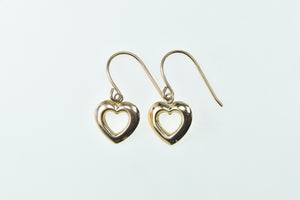 14K Heart Puffy Love Symbol Vintage Dangle Earrings Rose Gold