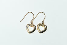 Load image into Gallery viewer, 14K Heart Puffy Love Symbol Vintage Dangle Earrings Rose Gold