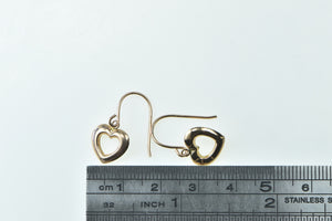 14K Heart Puffy Love Symbol Vintage Dangle Earrings Rose Gold