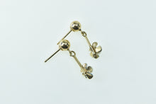 Load image into Gallery viewer, 14K Forget Me Not Enamel Flower Pearl Dangle Earrings Yellow Gold