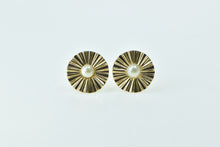 Load image into Gallery viewer, 14K Vintage Pearl Pleated Burst Rosette Stud Earrings Yellow Gold