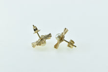 Load image into Gallery viewer, 14K Vintage Pearl Pleated Burst Rosette Stud Earrings Yellow Gold