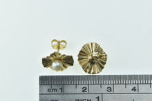 Load image into Gallery viewer, 14K Vintage Pearl Pleated Burst Rosette Stud Earrings Yellow Gold