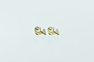 14K J Letter Initial Cut Out Name Monogram Stud Earrings Yellow Gold