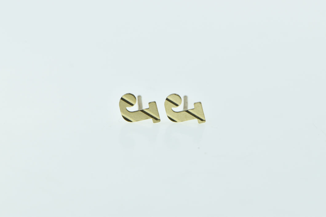 14K J Letter Initial Cut Out Name Monogram Stud Earrings Yellow Gold