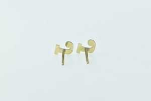 14K J Letter Initial Cut Out Name Monogram Stud Earrings Yellow Gold