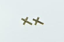 Load image into Gallery viewer, 14K Cross Christian Faith Symbol Stud Earrings Yellow Gold