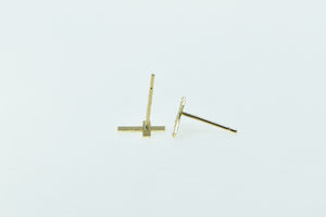 14K Cross Christian Faith Symbol Stud Earrings Yellow Gold