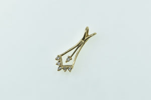 14K Vintage Diamond Chevron Drop Statement Pendant Yellow Gold