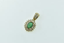 Load image into Gallery viewer, 14K Oval Natural Emerald Vintage Diamond Halo Pendant Yellow Gold